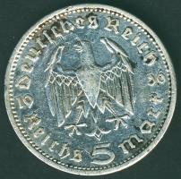 Német 3. Birodalom 1936A 5M Ag "Hindenburg" T:2/3 ph.