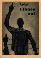 Wir klagen an! / We accuse! Self-published by the Association of Victims of National Socialist Oppression, victims of Nazi concentration camps, Judaica, anti-fascist propaganda and exhibition s: Alfons Walde + 1947 Ausstellung Niemals Vergessen Innsbruck Handelsakademie (EK)