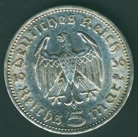 Német 3. Birodalom 1936A 5M Ag "Hindenburg" T:2/3