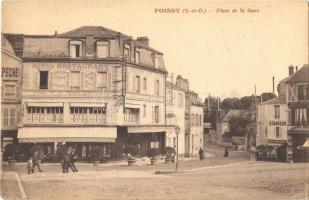 Poissy, Place de la Gare / street view, square, hotel, restaurant, garage, shop of E. Vasseur (tear)