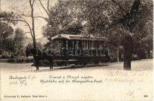 1902 Budapest XIII. Margitsziget, Lóvonat, lóvasút. Kampmann H. / Pferdebahn auf der Margarethen-Insel / horse-drawn tram