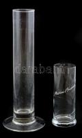 Üveg váza, hibátlan, m: 30 cm + Martini Bianco feliratú üvegpohár, hibátlan, m: 15,5 cm