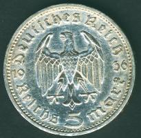Német 3. Birodalom 1936E 5M Ag "Hindenburg" T:2/3