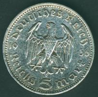 Német 3. Birodalom 1936F 5M Ag "Hindenburg" T:2/3