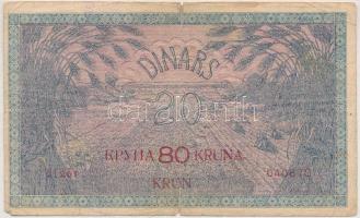 Szerb-Horvát-Szlovén Királyság 1919. 20D "80K" felülbélyegzéssel T:III szakadások
Kingdom...