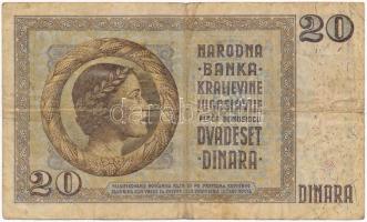 Jugoszlávia 1936. 20D T:III  Yugoslavia 1936. 20 Dinara C:F