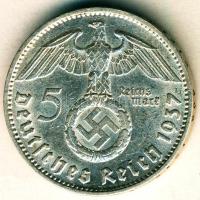Német 3. Birodalom 1937D 5M Ag "Hindenburg" nagy h.k.-tel T:2/3 apró ph