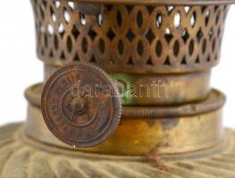 Antik, petróleumlámpa puttós díszítéssel. Spiáter. 58 cm