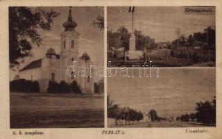 1944 Perkáta, országzászló, utca, Római katolikus templom