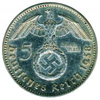 Német 3. Birodalom 1938A 5M Ag "Hindenburg" nagy h.k.-tel T:2/3