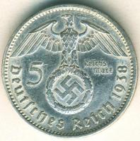 Német 3. Birodalom 1938A 5M Ag "Hindenburg" nagy h.k.-tel T:2/3