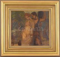 Borszéki Frigyes (1880-1950): Árkádia. Olaj, karton, jelzett. Hátoldalán MNG kiviteli pecséttel. Dís...