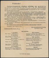 1918 A Gummibizottság felhívása a hadsereg gumiszükségletének fedezése érdekében, röplap, jó állapotban