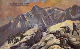 Csapataink vitézül tartják Tirol jégmezős határát / WWI K.u.k. military art postcard
