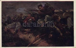 Egy hős / Ein Held / / WWI K.u.k. military art postcard. B.K.W.I. 259-112