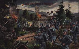 Z boju proti Rusum v Karpatech / / WWI K.u.k. military art postcard. L&P (EB)
