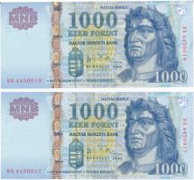 2006. 1000Ft "DB" (2x) egyugrásos sorszámkövetők "DB4450017 - DB4450019" T:I  Adamo F55G1