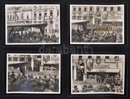 1940 Kolozsvár, Erdélyi bevonulás fotói, 50 fotó 14 kartonra ragasztva, életképek, katonák, és városképek,...stb., 8x11 cm és 9x14 cm
