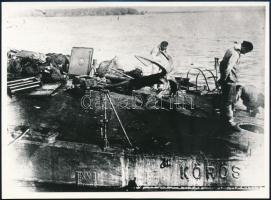 1916 A Körös monitor, a Dunai Flottila hajója, az 1980-as években eredeti negatívról előhívott másolat, 13×17,5 cm