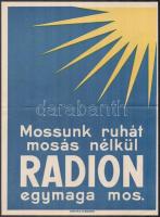 cca 1930 Radion mosópor kétoldalas reklámkiadvány, kiadja: Klösz Gy. és Fia, hajtott, de szép állapotban, 30,5×22,5 cm