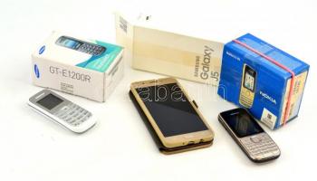 3 db mobil és okostelefon tétel, eredeti dobozukban, töltő nélkül (Samsung, Nokia)