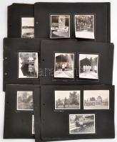 1939-1942 Margitszigeti képek, 27 db fotó 11 db karton albumlapra ragasztva, rajta életképek, helyszínek, evezősverseny képei, 8,5x11,5 cm