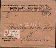 1919 A Tanácsköztársaság Fővárosi Népbizottsága Közélelmezési Ügyosztálya Takarmány alosztálya által kiadott felhívás eredeti ragjegyes borítékban, jó állapotban