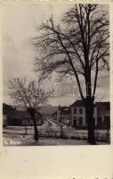 1943 Barót, Baraolt; utca télen, Tüzes Sándor és Demeter Pál üzlete / street in winter, shops