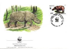 WWF Szumátrai és jávai orrszarvú négyestömb + 4 FDC WWF Sumatran and Javan rhinoceroses block of 4 +...