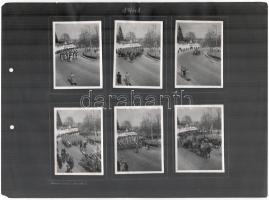 1941 1848-as honvédzászlók megérkezése a Budai Várba, 1941. III. 21., 6 db fotó albumlapon, 8x6 cm