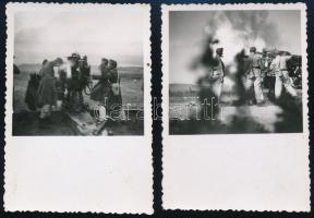 1942 A drégelypalánki (ágyú) lövőiskola, 2 db fotó, 9×6 cm