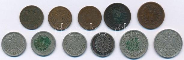 Német Birodalom 1870-1906. 1pf (3xklf) + 1875. 2pf (2x) + 1876-1904. 5pf (4xklf) + 1898-1900. 10pf (...