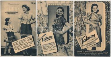 3 db Magyar Divatcsarnok reklámlap Magyart a magyarnak a Magyar Divatcsarnokból / 3 Hungarian fashion advertising card, Hungarian folklore