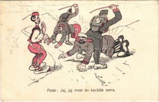 1914 Petár Jaj, jaj most én kerülök sorra / WWI Anti-Serbian mocking propaganda, military caricature of Peter I of Serbia (EK)