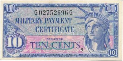 Amerikai Egyesült Államok / Katonai kiadás 1961-1964. 10c 591. sorozat T:II- USA / Military Payment Certificate 1961-1964. 10 Cents 591. series C:VF