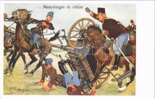 1913 Mennydörgés és villám / Austro-Hungarian K.u.K. military art postcard. B.K.W.I. 880-11. s: Schönpflug