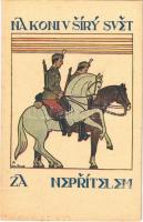 Na koni v síry svet, za neprítelem / Czech military propaganda with horse riding soldiers