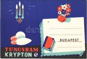 Tungsram Krypton izzó reklámlapja / Hungarian light bulb advertisement postcard