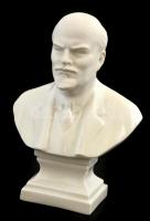Herendi Lenin porcelán büszt, fehér mázas,jelzett, sérült, javított, m: 17 cm