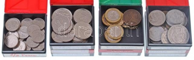 Franciaország - Vegyes fémpénz tétel 7db kis dobozba rendezve (br. ~800g) T:vegyes France - Mixed coins in 7pcs of small cases (br. ~800) C:mixed