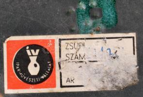 Jelzett Iparművészeti Vállalatos kerámia virágtartó, hibátlan állapotban, d: 16 cm