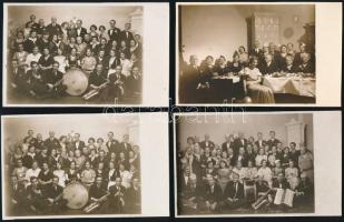1933 Szilveszteri mulatozó társaság 4 db fotólap