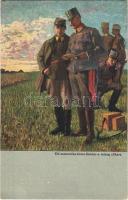 1916 WWI Austro-Hungarian K.u.K. military art postcard, officers, field telephone s: Anton Sándor (EK)