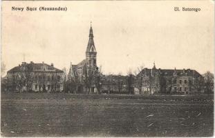 1916 Nowy Sacz, Nowego Sacza, Neu Sandez, Újszandec; Ul. Batorego / street view, church (EK)