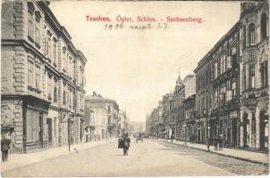 1906 Cieszyn, Teschen; street view, shops (EK)