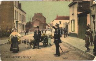 1913 Laitieres Belges / Belgian folklore, milkman, dairy farmer, policeman (EK)