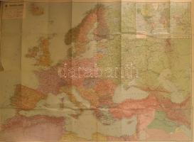 1940 A német Automobilclub tagjai részére kiadott Európa-térkép (Europakarte, Heraasgeber Der Deutsche Automobilclub e.V.), DDAC horogkeresztes logóval, 1:5000000, 84x112 cm, szakadáéssal / with tear