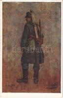 K.u.K. Sappeurtruppe. Sappeur mit Zimmermannsausrüstung / Austro-Hungarian military art postcar. Hermes Druckerei s: A. D. Goltz