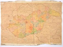 1939 Csonka-Magyarország közigazgatási térképe a visszatért területekkel (Felvidék, Kárpátalja), M. Kir. Honvéd Térképészeti Intézet, 1:750000, 66x93 cm, vászonra kasírozva, szakadásokkal