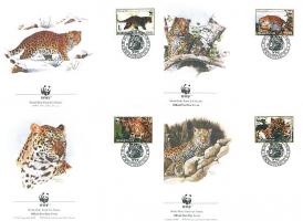 WWF Amur-Leopard Satz 4 FDC, WWF Amuri leopárd sor 4 FDC, WWF Amur leopard set 4 FDC